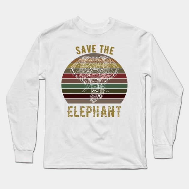 Save The Elephant Long Sleeve T-Shirt by anjokaba89